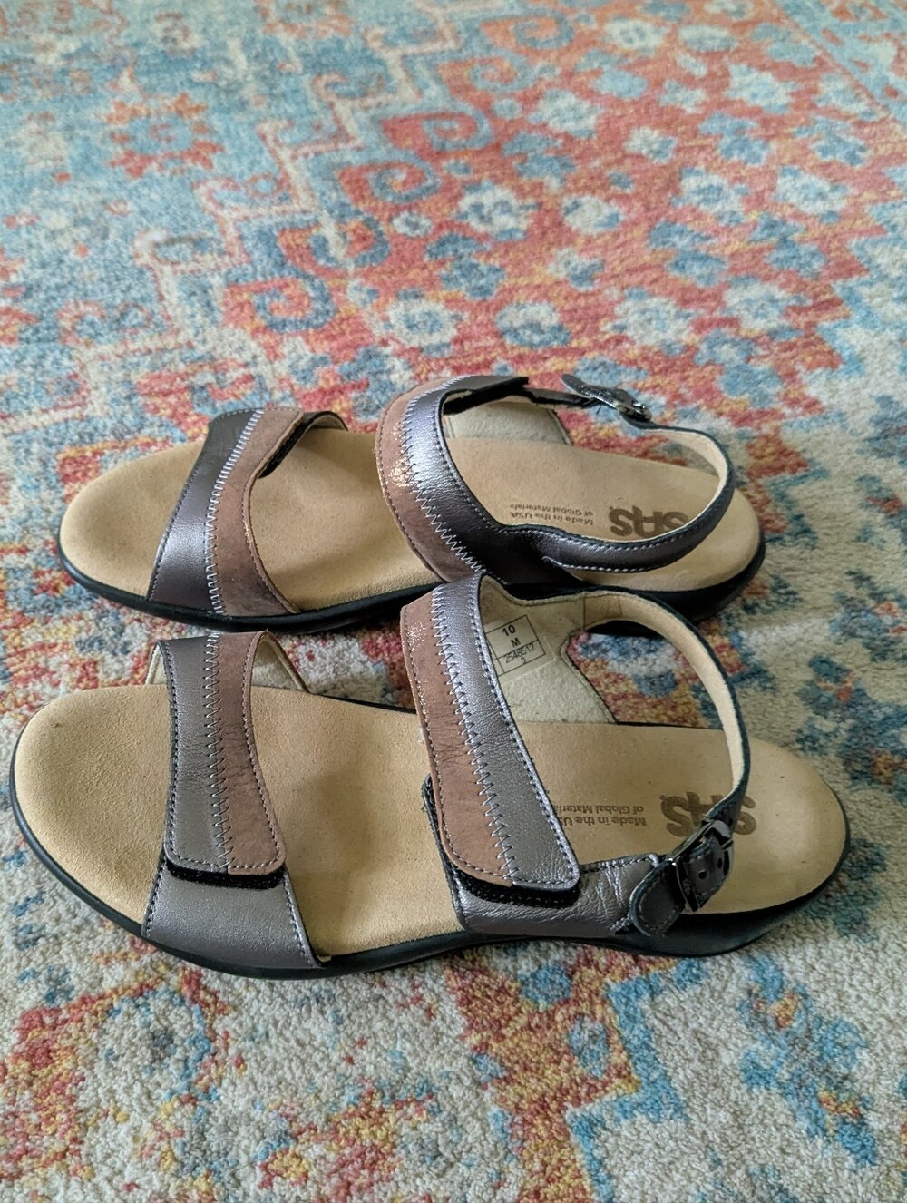 SAS Nudu Sandal Dusk Women's 10 M Strappy Leather Sandals Hook And Loop